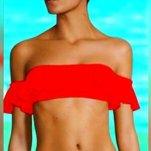 NWT Milly Cabana Off-Shoulder Ruffle Bikini Top Luxe & Flirty! Size small
